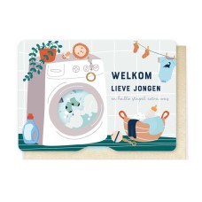 Wenskaart met wasmachine - Welkom lieve jongen! [ASS6311]